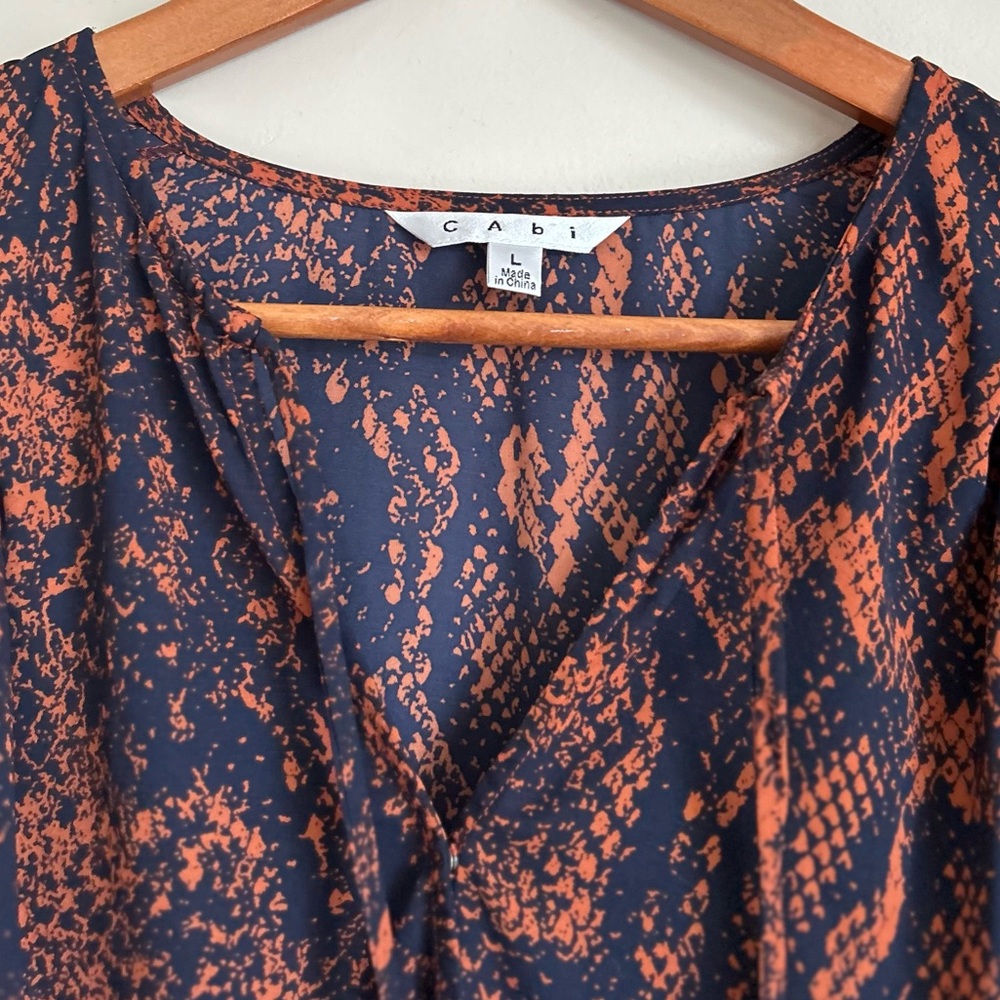 Cabi Border Wrap Python Print Burnt Orange & Navy… - image 4